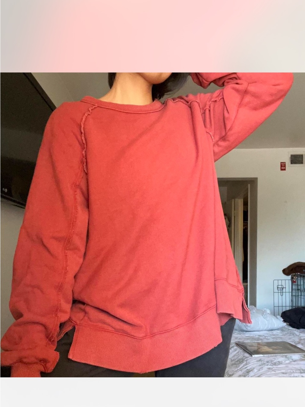 Aerie American Eagle Washed Rose Cozy Crewneck Sweatshirt